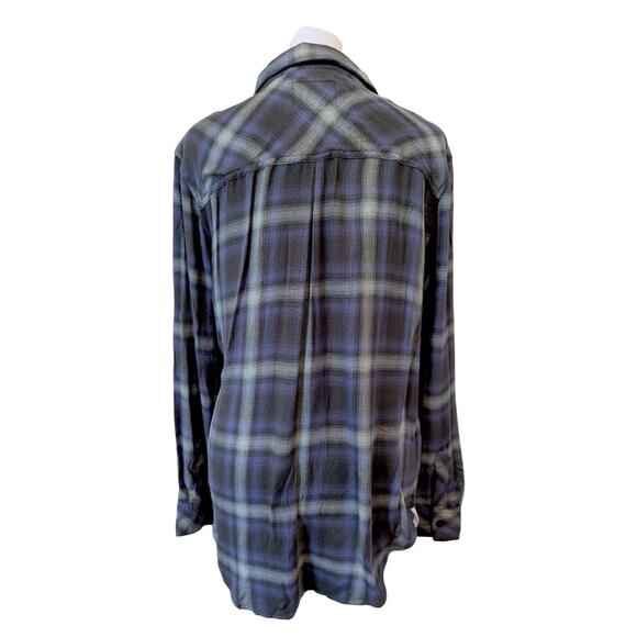 Rails Hunter Blue Mint Ash Plaid Coastal Western Button Down Medium - Picture 3 of 6